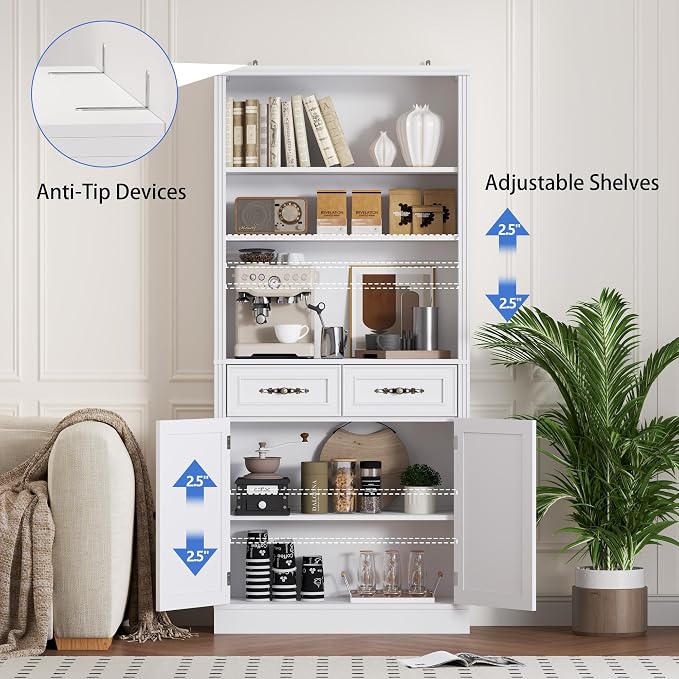 71.4" Tall Bookshelf with Drawers & Cabinet, 5-Tier Floor Standing Bookcase - Image 5