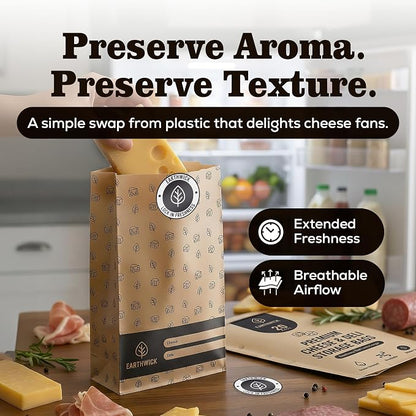 Cheese And Deli Storage 20 Breathable Wax Paper Cheese Storage Bags, Compostable - Image 2