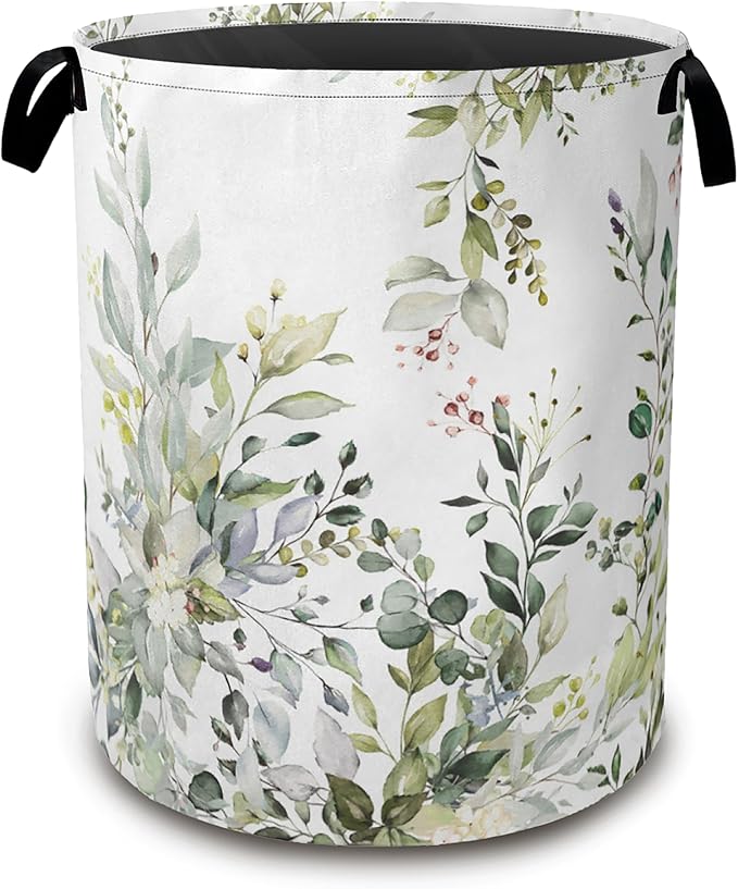 Laundry Basket, Sage Eucalyptus Collapsible Laundry Baskets by Unknown