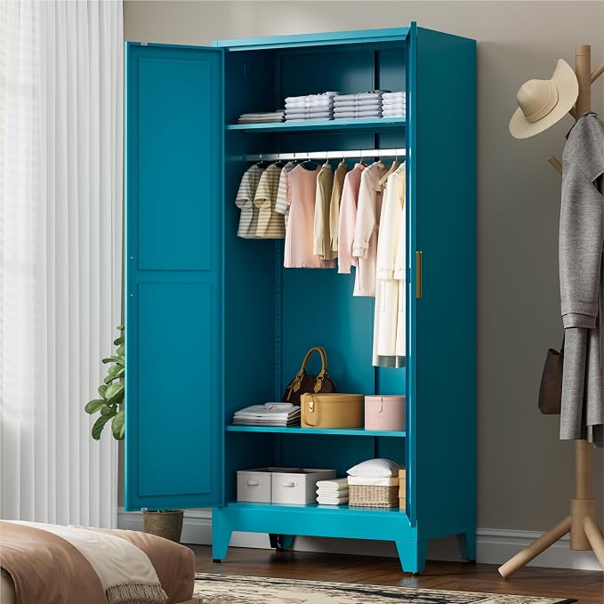 71" Tall Metal Wardrobe Closet - Image 2