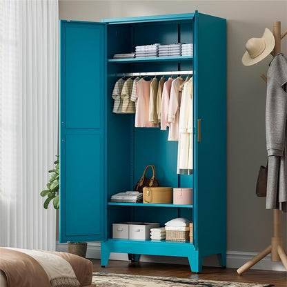 71" Tall Metal Wardrobe Closet - Image 2