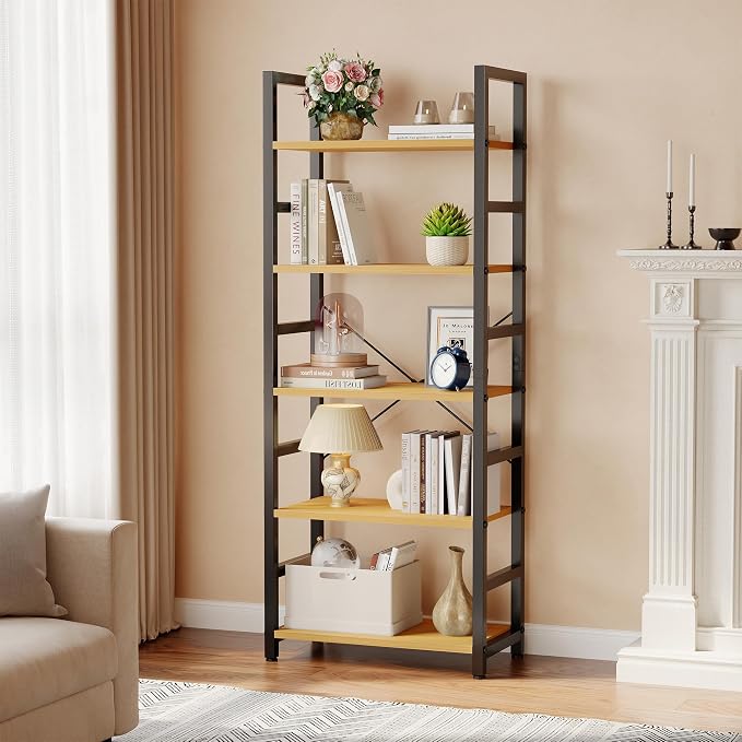 DUMOS 5-Tier Bookshelf, Modern Tall Bookcase Book Shelf | Open Storage Display - Image 2