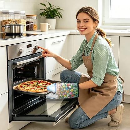 Heat Resistant Oven Mitts, Spring Daisy Colored Flowers Sea Kitchen Gloves - Image 2