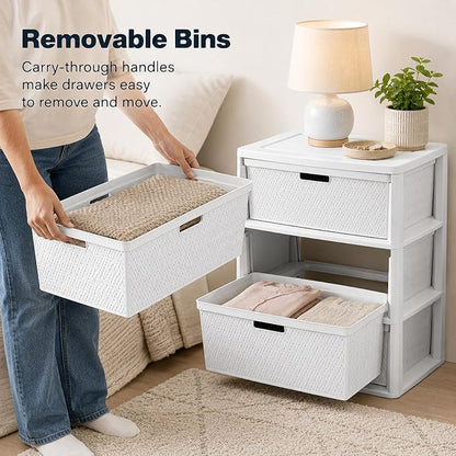 3 Drawer Storage Organizer, Plastic Drawer Organizer Tower, Closet Storage - Image 8
