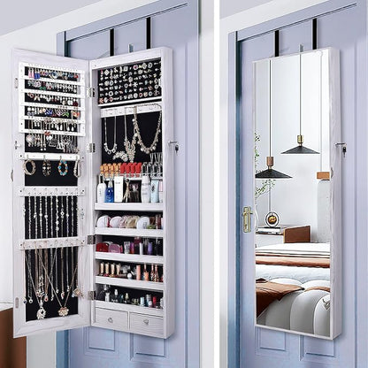 47" H Jewelry Armoire Full Length Mirror Cabinet Storage Organizer w/LED Light - Image 6