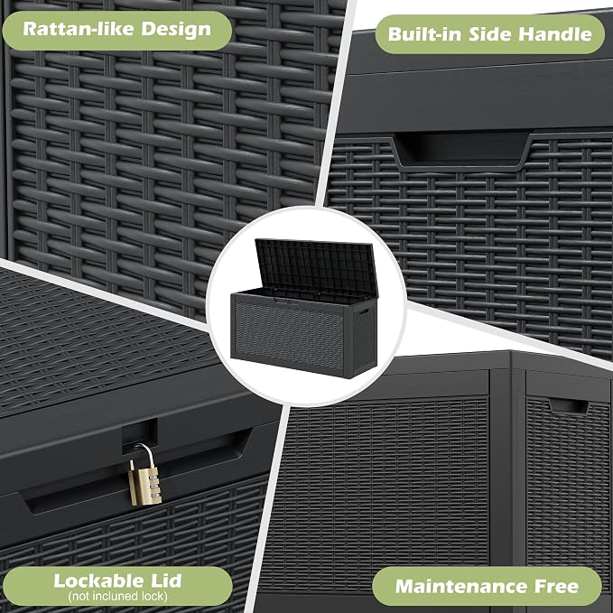 60 Gallon Outdoor Storage Deck Box Waterproof, Large Resin Storage Container - Image 6