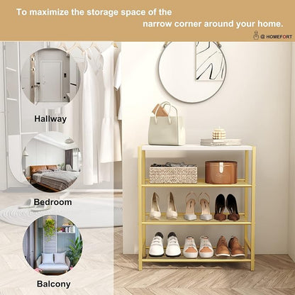 HOMEFORT 4-Tier Shoe Rack, Shoe Storage Shelf, Industrial Shoe Tower, Narrow - Image 7