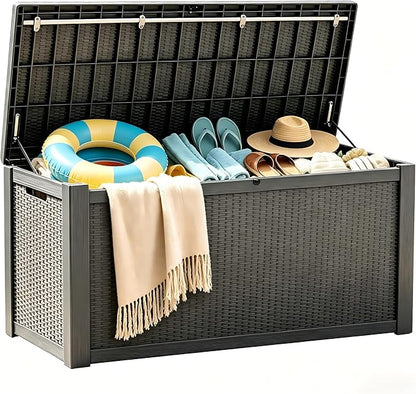 328 Gallon Waterproof Outdoor Storage Box, Heavy Duty Resin Deck Box Lockable by Unknown