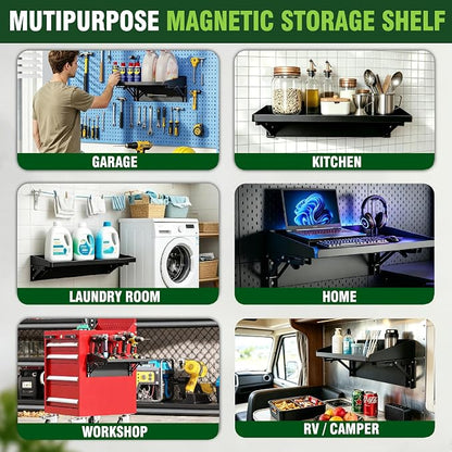 ULIBERMAGNET Magnetic Folding Shelf, 40LBS Heavy Duty Magnetic Mounted Rack - Image 6