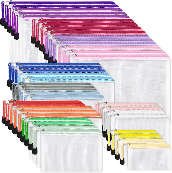 EOOUT 42pcs Mesh Zipper Pouch, 8 Sizes Waterproof Zipper Bags, 17 Colors by EOOUT
