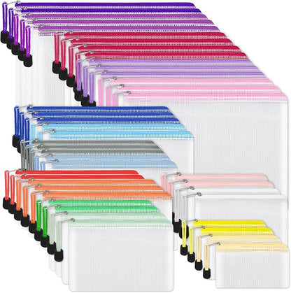 EOOUT 42pcs Mesh Zipper Pouch, 8 Sizes Waterproof Zipper Bags, 17 Colors by EOOUT