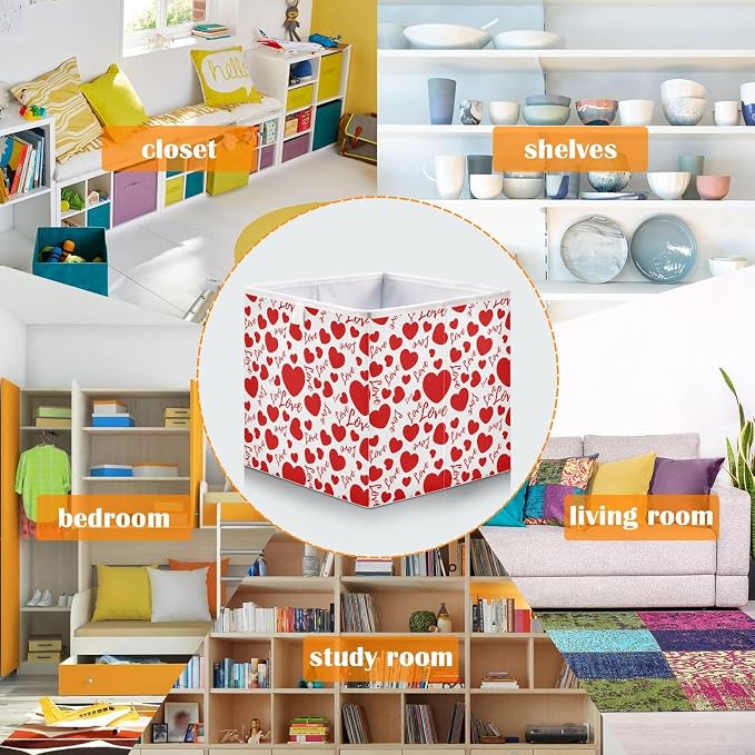 Valentines Hearts and Love Closet Organizers Storage Cubes Storage Bins Shelf - Image 6
