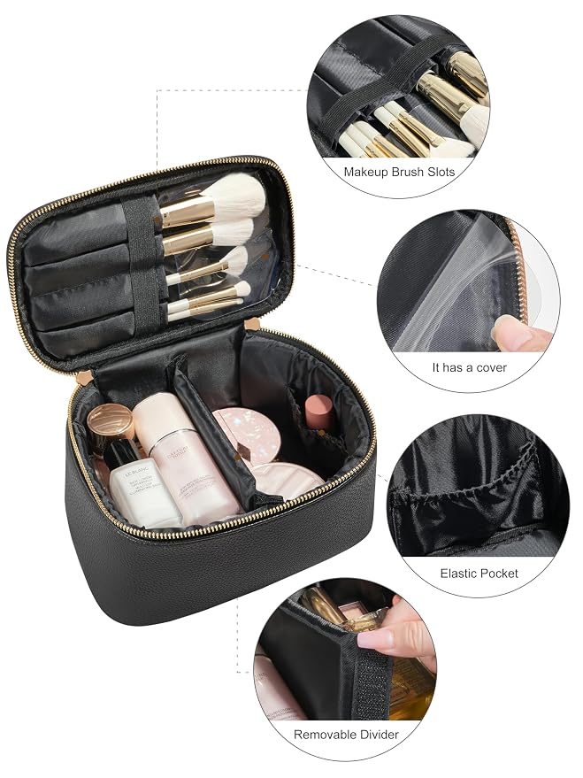 Cosmetic Bag, ROWNYEON Makeup Bag, Portable Makeup Train Case, Travel Toiletry - Image 4