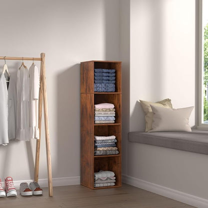 4 Cube Storage Organizer, 4 Tier Cube Bookcase Freestanding Storage Display - Image 7