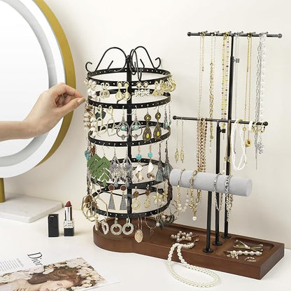 Jewelry Organizer Stand, Metal Rotating Earring Holder Organizer - Image 7