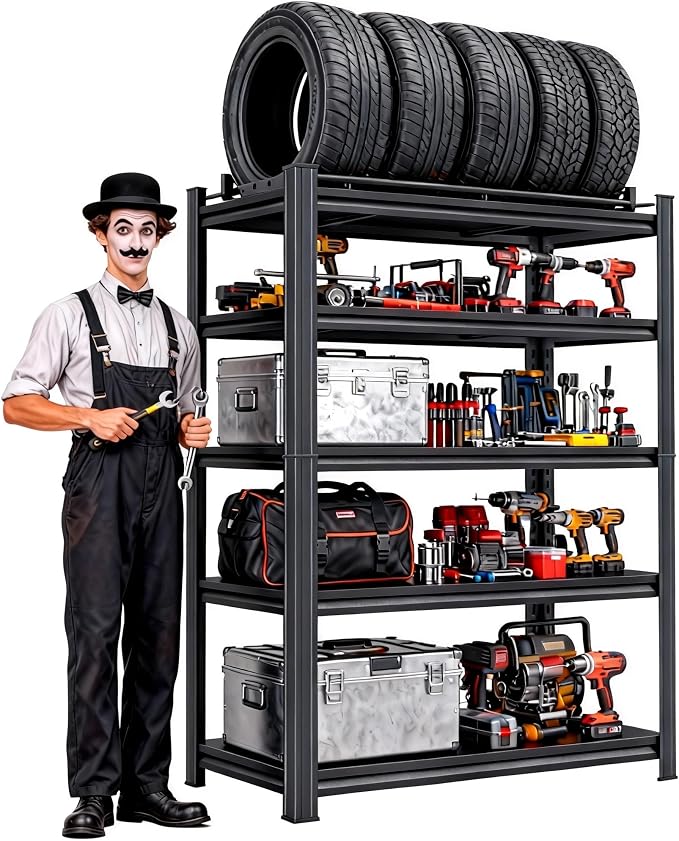 Garage Storage Shelves, 5 tier shelving unit, 40 inch Wide, 18” Deep, 78” Tall by BEESTMUEBLE
