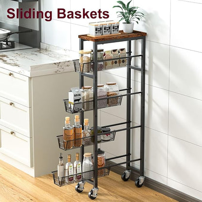 Honest Slim Storage Cart 4-Tier Slim Rolling Cart - Image 4