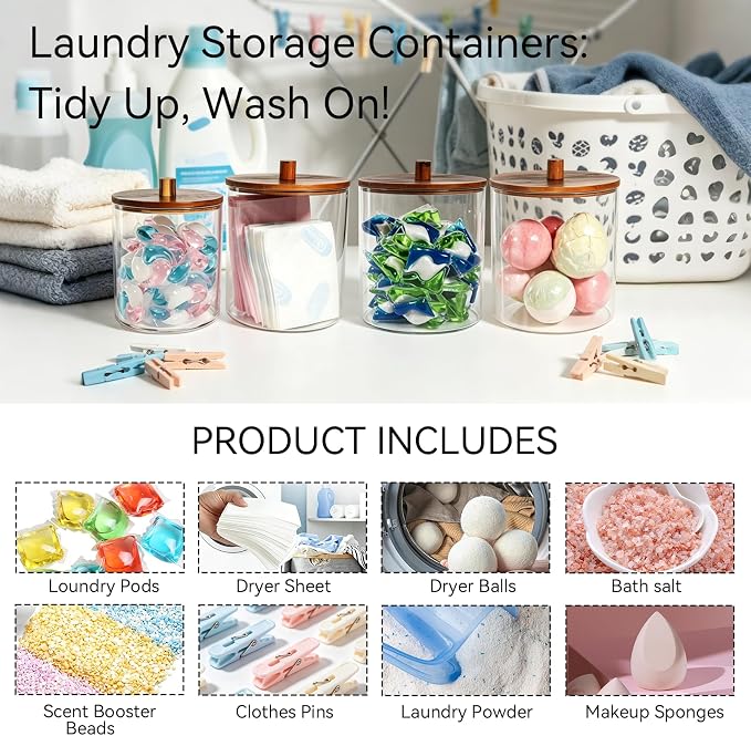 Amolliar 78oz/0.6Gal Laundry Pods Storage Container, Large Clear Laundry Room - Image 5