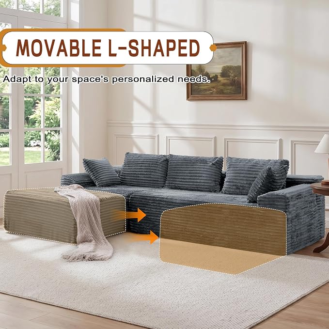 Korser 108" L-Shaped Modular Sectional Sofa - Image 7