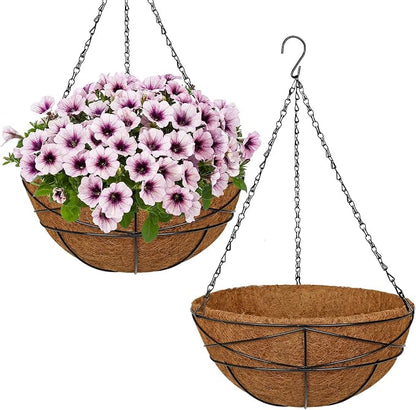2 Pack 14 inch Metal Hanging Baskets by NatureCrafted