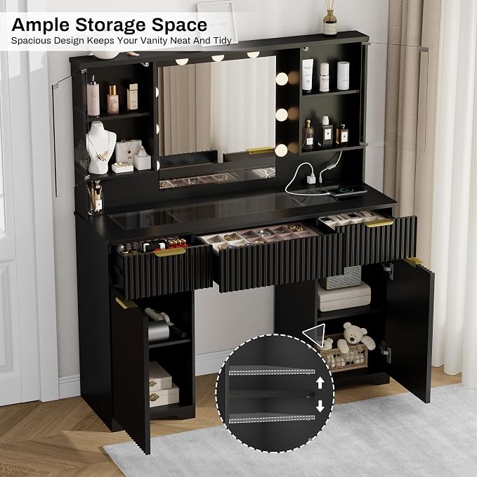 ONME 47.2" Fluted Vanity Desk - Image 2