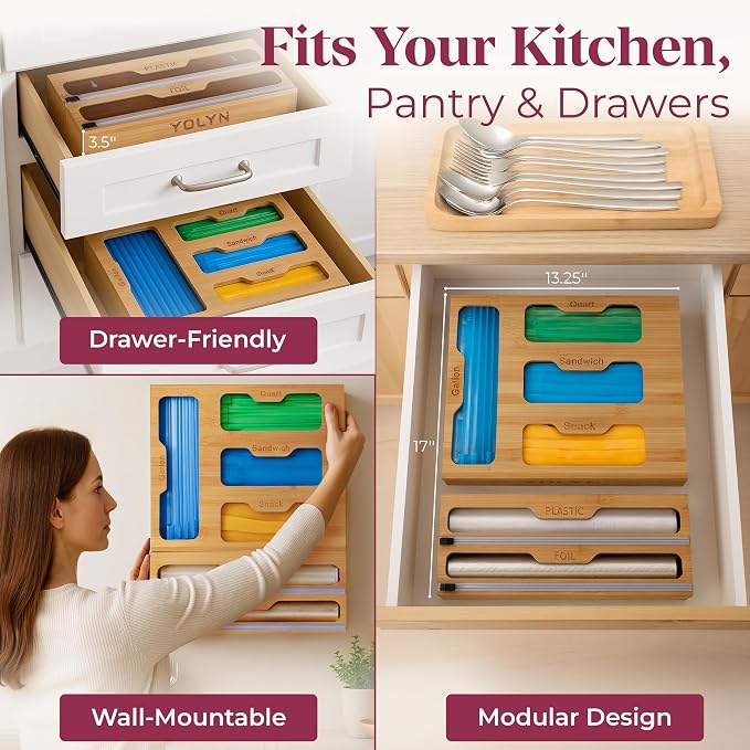 Bamboo Food Storage Bag Organizer - Image 2