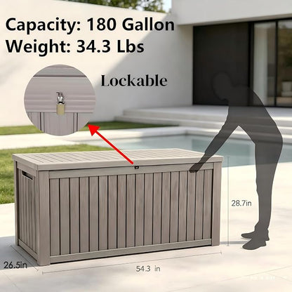 180 Gallon Outdoor Storage Box Waterproof, Large Resin Deck Box - Image 6