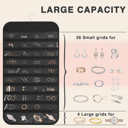 Hanging Jewelry Organizer Storage, 40 Pockets 36 Hooks Necklace Earring - Image 8