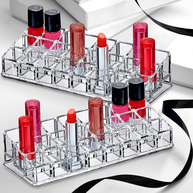 Amazing Abby - Glamour - 2-Pack 24-Slot Acrylic Lipstick Organizer, Lipstick - Image 2