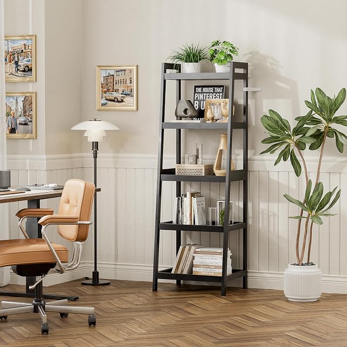 Bookshelf, 5 Tier Ladder Bookcase - Image 4