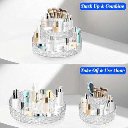 Bling 360 Rotating Makeup Organizer, Shiny Lazy Susan Cosmetic Storage Turntable - Image 4