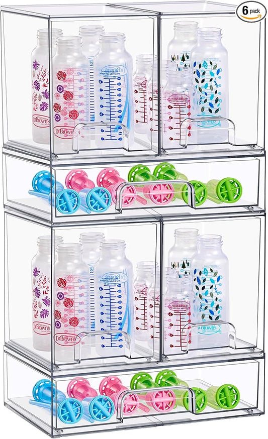 Sorbus Stackable Acrylic Storage Drawers – 4 Tall + 2 Wide – 6 Pack Clear by Sorbus