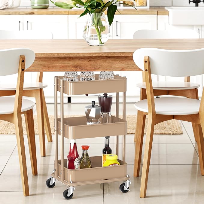 Simple Houseware 3-Tier Compact Utility Rolling Cart, Low 24” Height Fits Under - Image 6