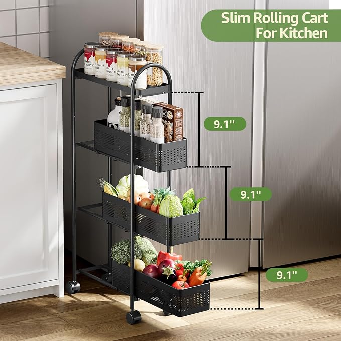 KINGRACK 4-Tier Slim Storage Cart - Image 3