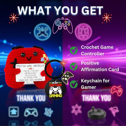 Gamer Gifts Positive Crochet Game Controller and Inspirational Keychain - Image 2