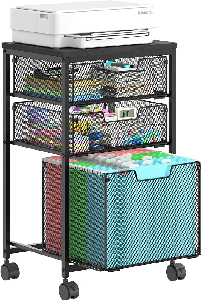 Sbanmao Rolling File Cart with 3 Drawers, Filing Cabinet, Hanging Folder Holder by shengbaomaoyi