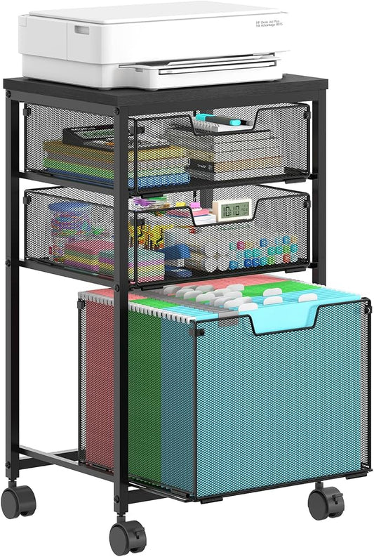 Sbanmao Rolling File Cart with 3 Drawers, Filing Cabinet, Hanging Folder Holder by shengbaomaoyi