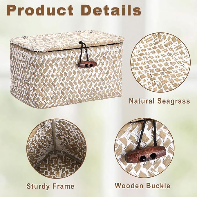 Hipiwe Wicker Shelf Basket Mini Seagrass Basket - Image 6