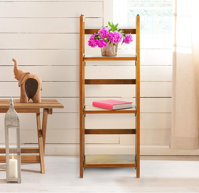 Casual Home 3-Shelf Folding Bookcase-Honey Oak - Image 7