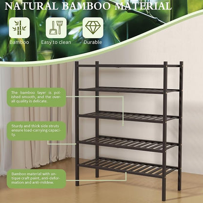ROMGUAR CRAFT 5 Tier Bamboo Shoe Rack - Image 6