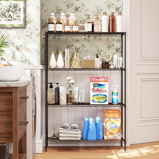FDW | 4-Tier Wire Shelf | 35" x 13" x 53" | Black | Storage Shelves - Image 2