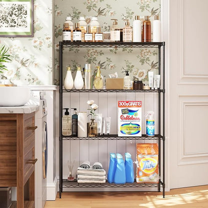 FDW | 4-Tier Wire Shelf | 35" x 13" x 53" | Black | Storage Shelves - Image 2