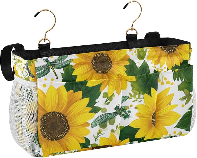 Cute Yellow Sunflowers and Dragonflies Bedside Caddy - Image 2