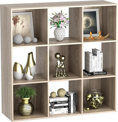 JupiterForce 9 Cubes Bookcases Storage Organizer, 3-Tier Wooden Open Bookshelf - Image 8