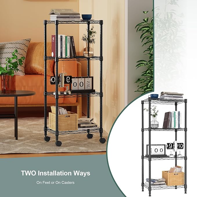 4-Shelf Adjustable Heavy Duty Steel Wire Rack, Adjustable Storage Shelving Unit - Image 7