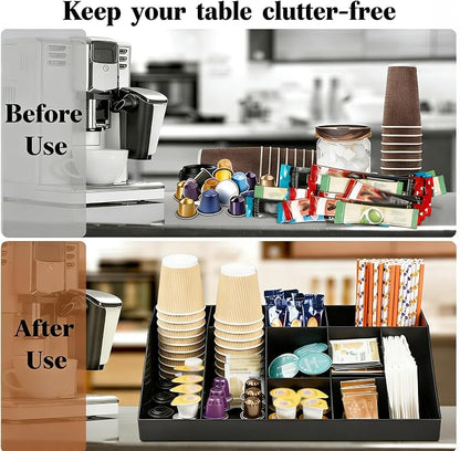 SZQINJI Coffee Condiment Organizer Holder 10-Compartment Break Room Coffee - Image 6