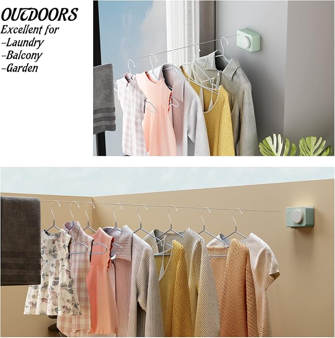 Retractable Clothesline Indoor, Non-Sagging Clothes Line Retracting Outdoors - Image 7