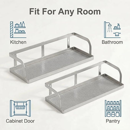 PUSDON 2-Pack 16.5" Extra Long Slim Hollowout Shower Caddy, Wall Mount Spice - Image 6
