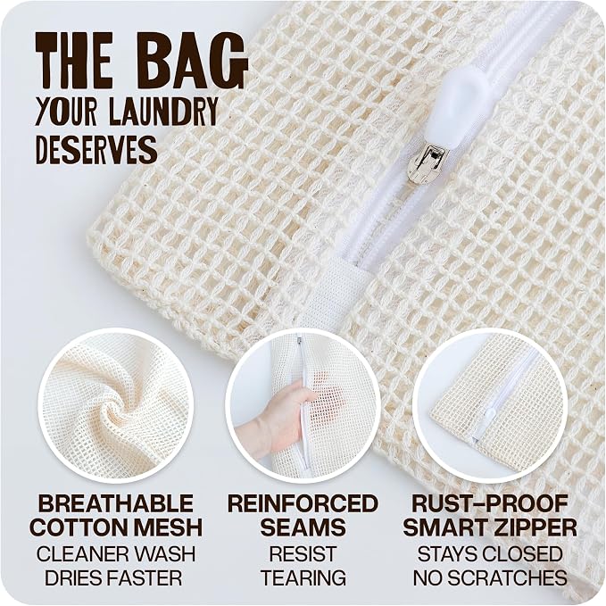 WoollyPals Large Cotton Mesh Laundry Bags – 2-Pack - Image 3