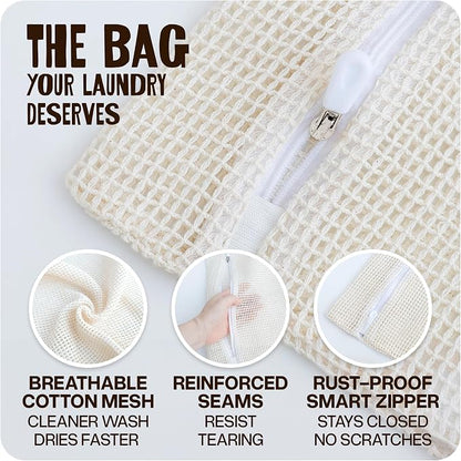 WoollyPals Large Cotton Mesh Laundry Bags – 2-Pack - Image 3